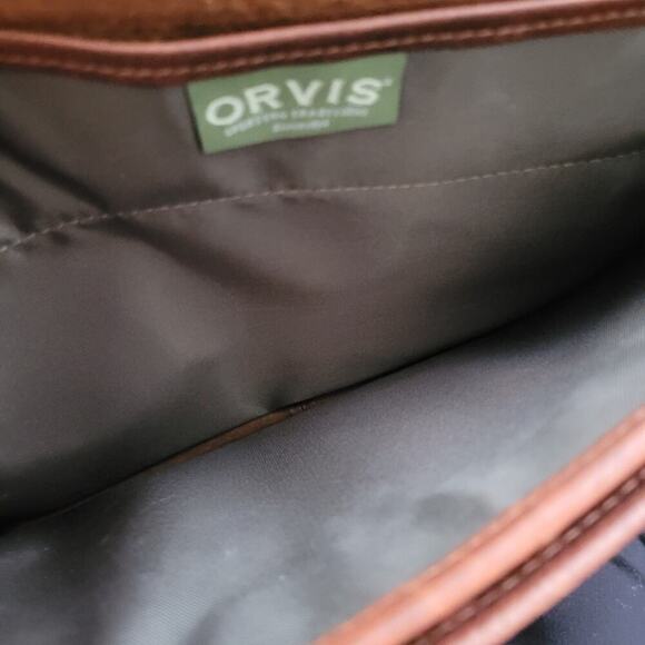 ORVIS Bullhide Brown Thick Leather Bag Vintage Portfolio Briefcase Weekend - Picture 10 of 15